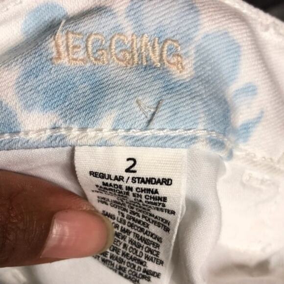 American Eagle White Blue‎ Floral Jeggings Size 2 - Picture 5 of 5
